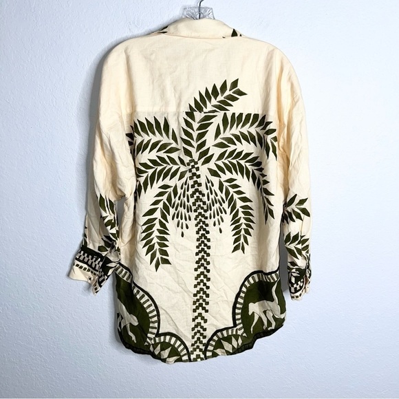 Eugenia Fernández Anthropologie Top Women Medium Safari Rahid Shirt Linen monkey - Picture 10 of 14